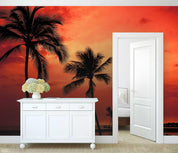 3D Tropical Plants Red Sky Wall Mural Wallpaper  68- Jess Art Decoration
