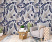 3D Abstract Vintage Blue Leaf Pattern Wall Mural Wallpaper GD 1245- Jess Art Decoration