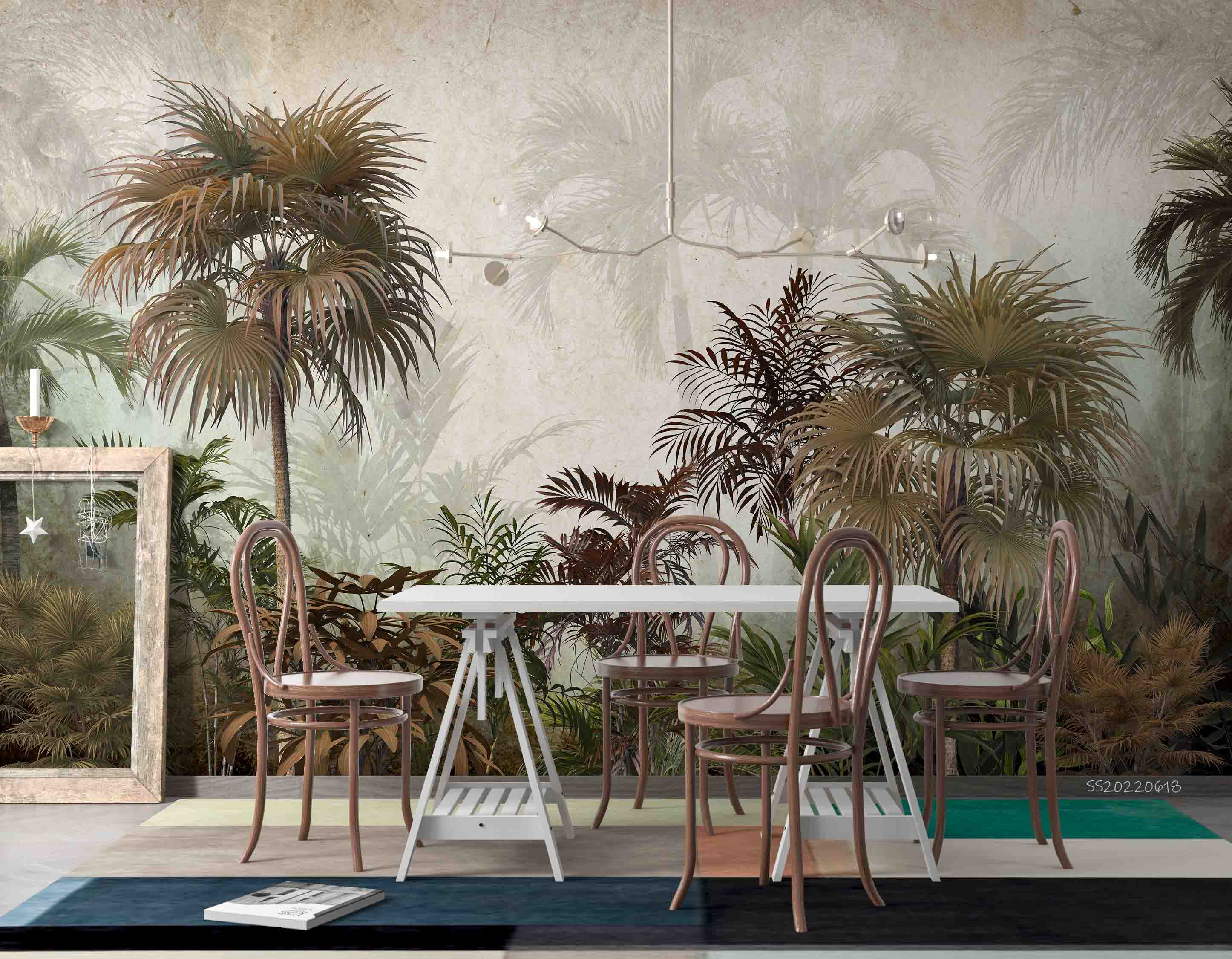 3D Vintage Tropical Palm Forest Leaf Wall Mural Wallpaper GD 775- Jess Art Decoration