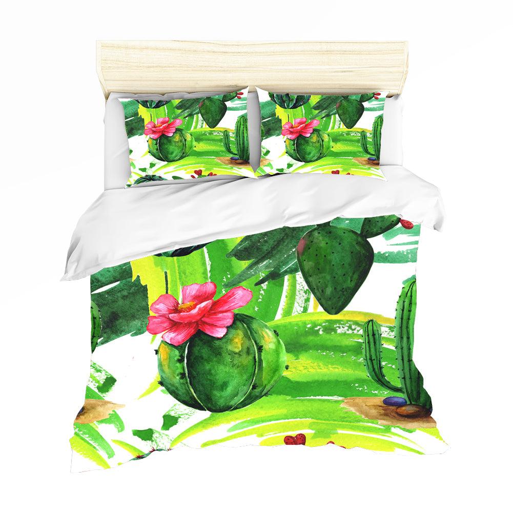 3D Watercolor Green Succulents Quilt Cover Set Bedding Set Pillowcases 94- Jess Art Decoration