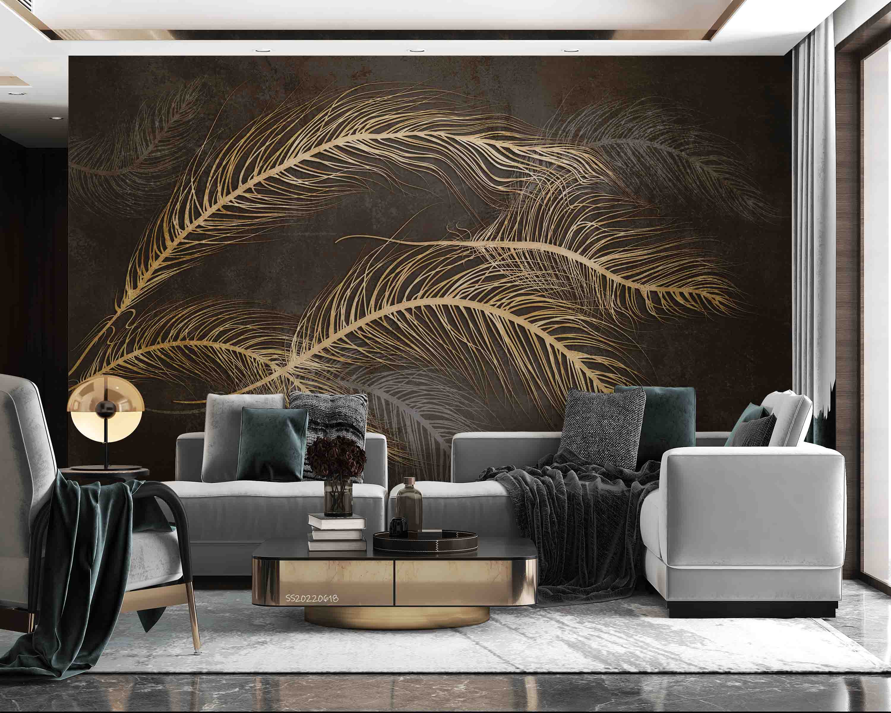 3D Vintage Feather Pattern Wall Mural Wallpaper GD 818- Jess Art Decoration