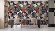 3D Beautiful Colorful Flower Green Leaf Background Wall Mural Wallpaper GD 1067- Jess Art Decoration