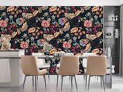 3D Vintage Floral Leaves Black Background Wall Mural Wallpaper GD 457- Jess Art Decoration