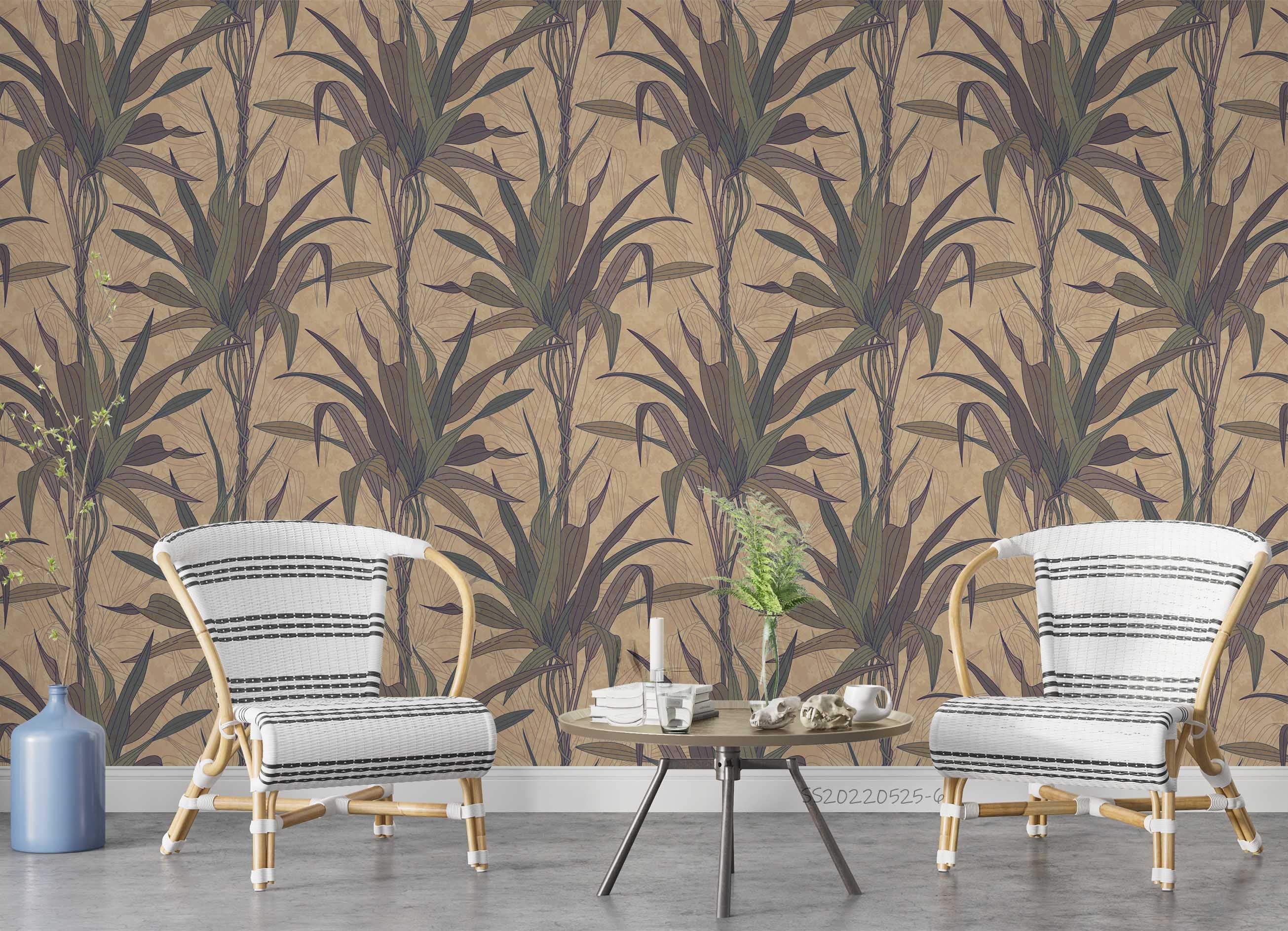 3D Vintage Plant Leaf Pattern Wall Mural Wallpaper GD 1302- Jess Art Decoration