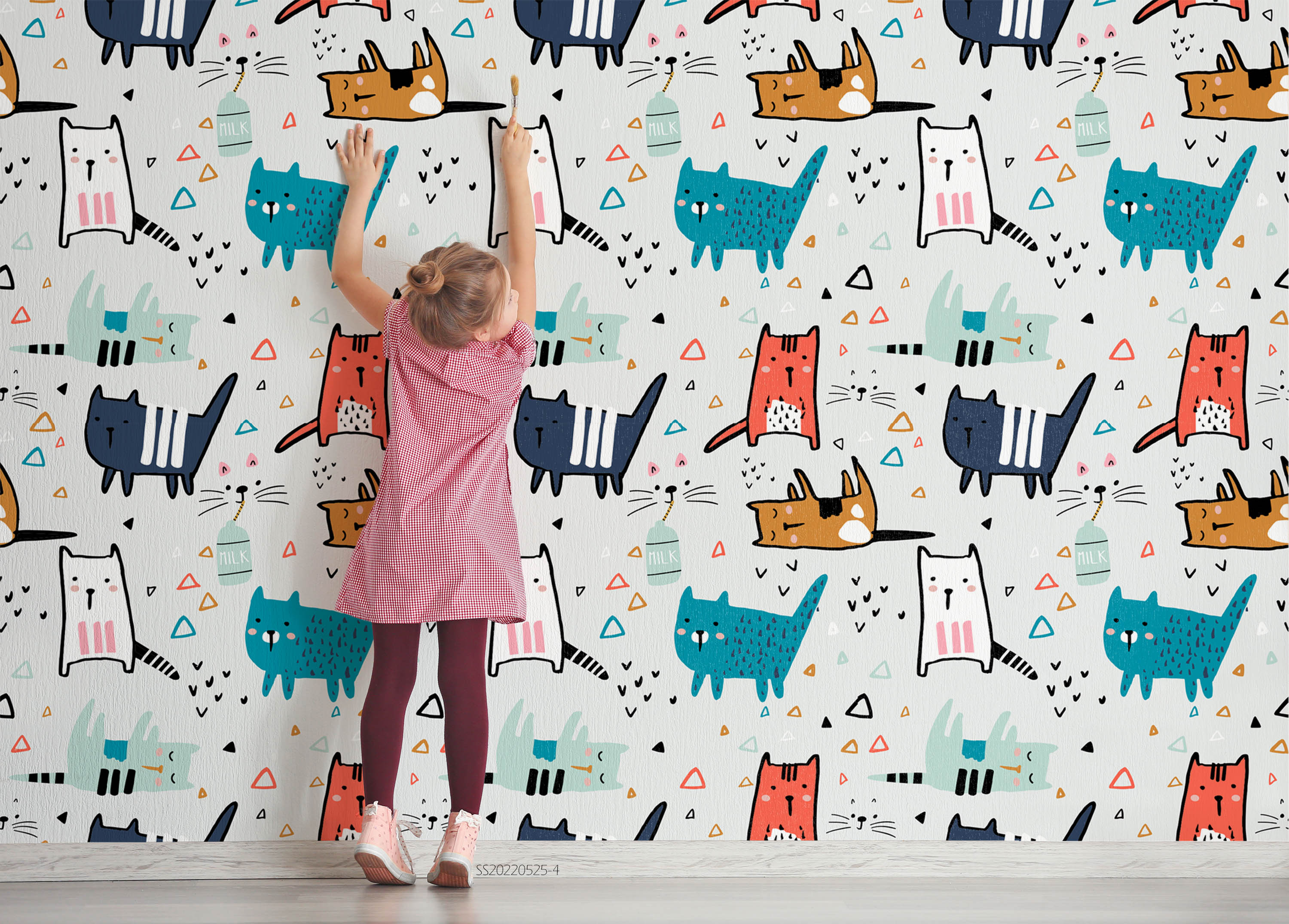 3D Cartoon Cute Cat Set Wall Mural Wallpaper GD 626- Jess Art Decoration