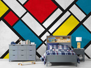 3D Vintage Background Mondrian Style Red Yellow Blue Wall Mural Wallpaper GD 1172- Jess Art Decoration