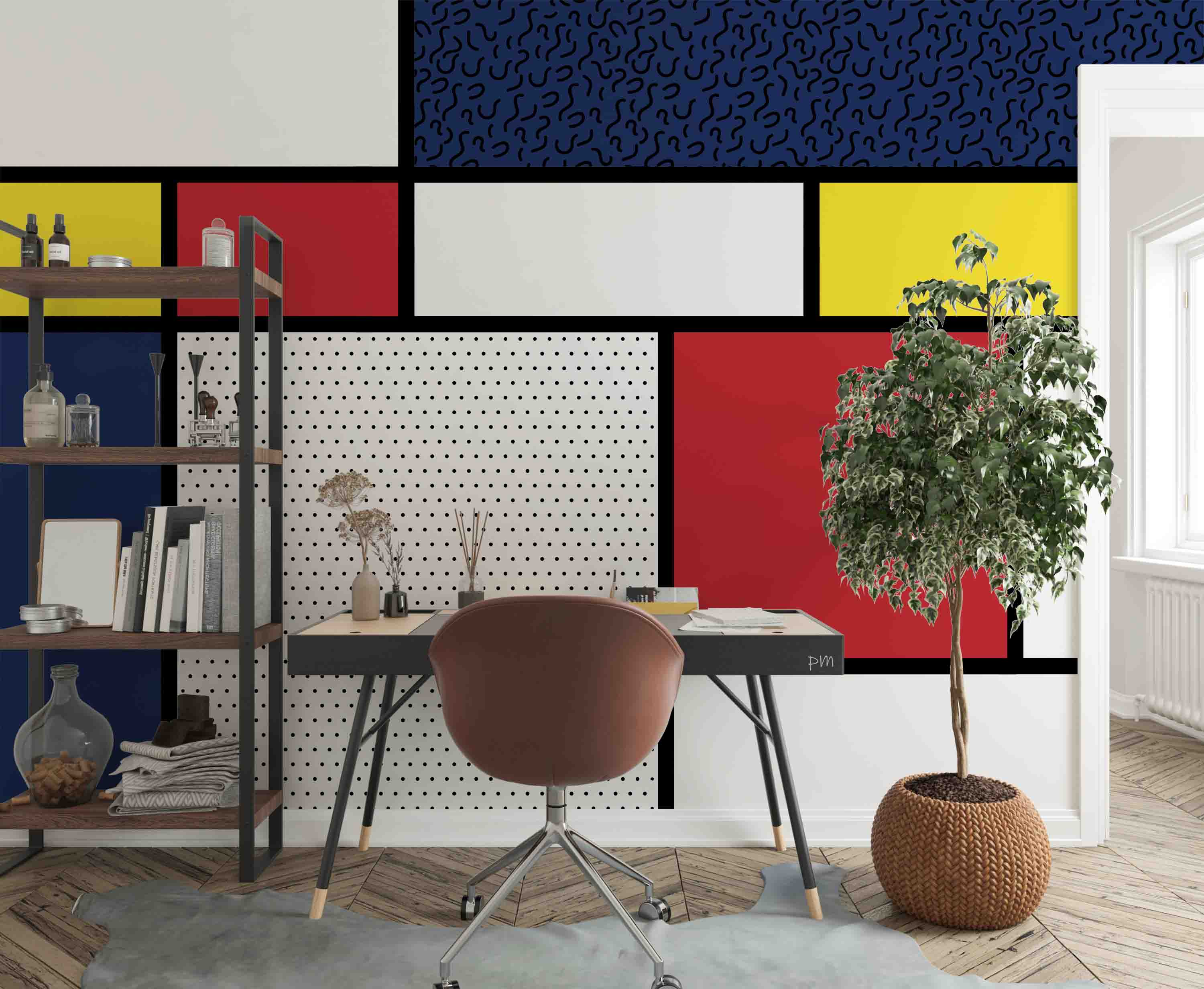 3D Retro Red Yellow Blue Geometric Background Wall Mural Wallpaper GD 1168- Jess Art Decoration