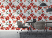 3D Beautiful Red Floral White Background Wall Mural Wallpaper GD 1255- Jess Art Decoration