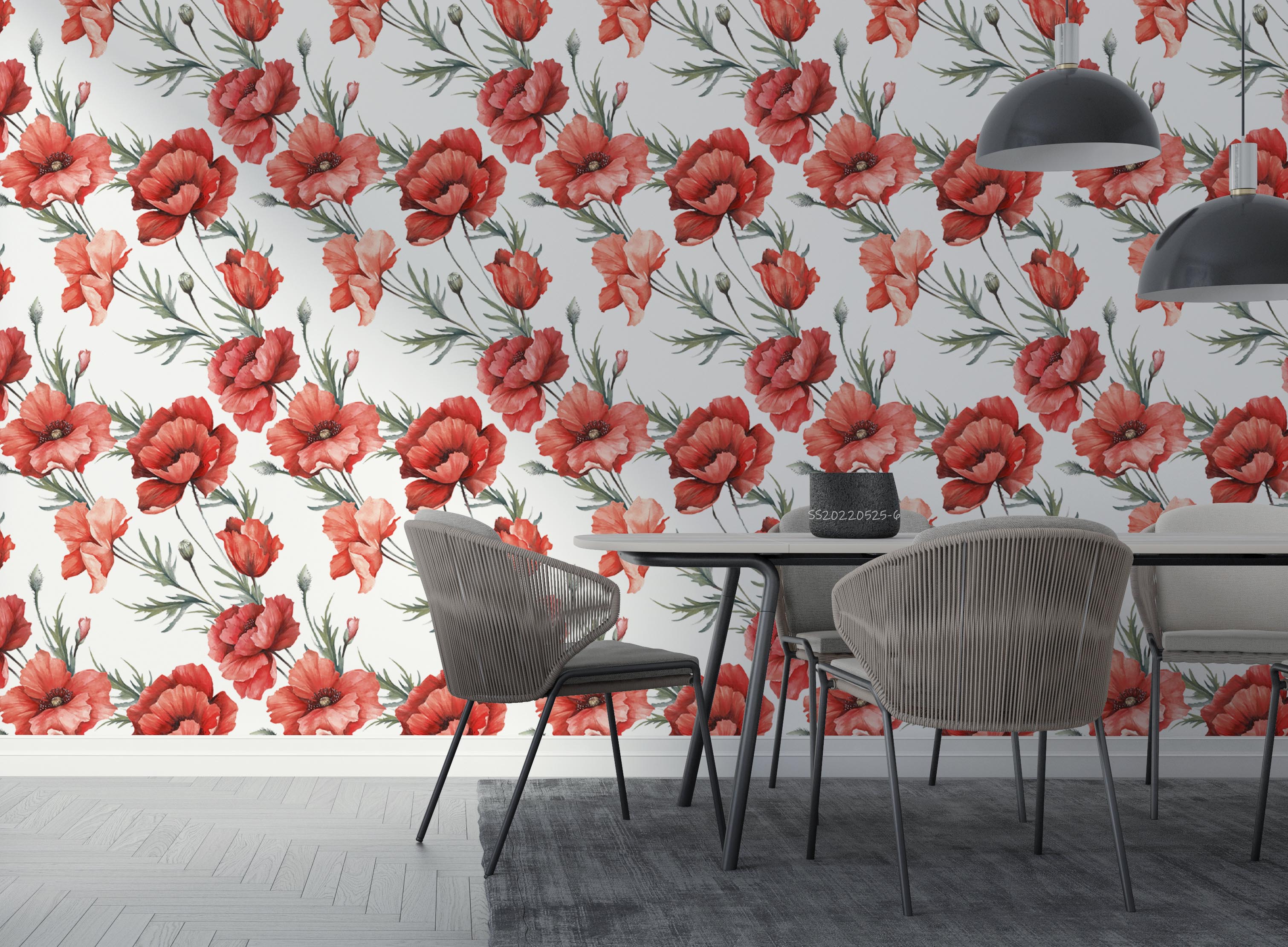 3D Beautiful Red Floral White Background Wall Mural Wallpaper GD 1255- Jess Art Decoration