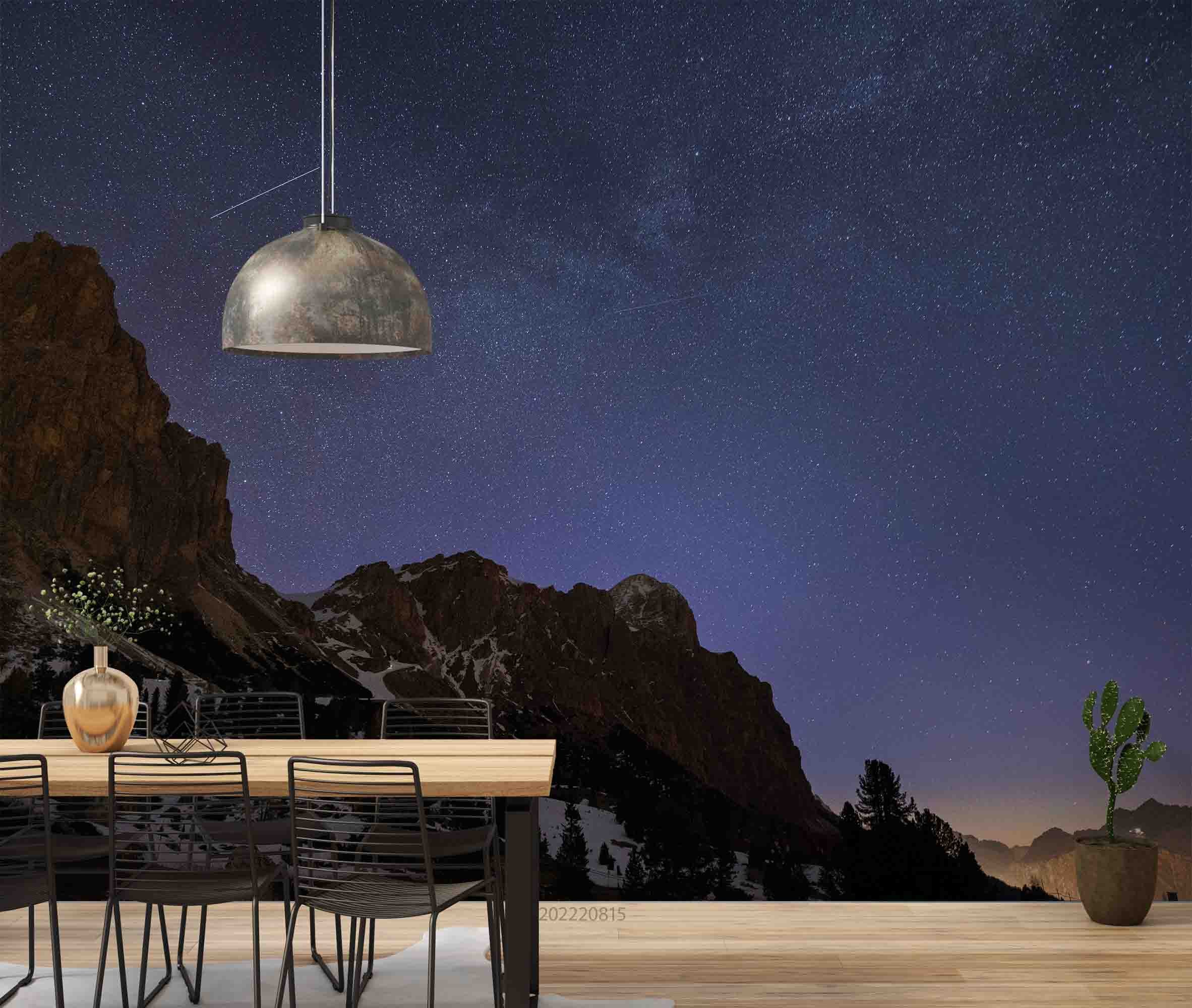3D Night Mountain Starry Sky Landscape Wall Mural Wallpaper GD 2857- Jess Art Decoration