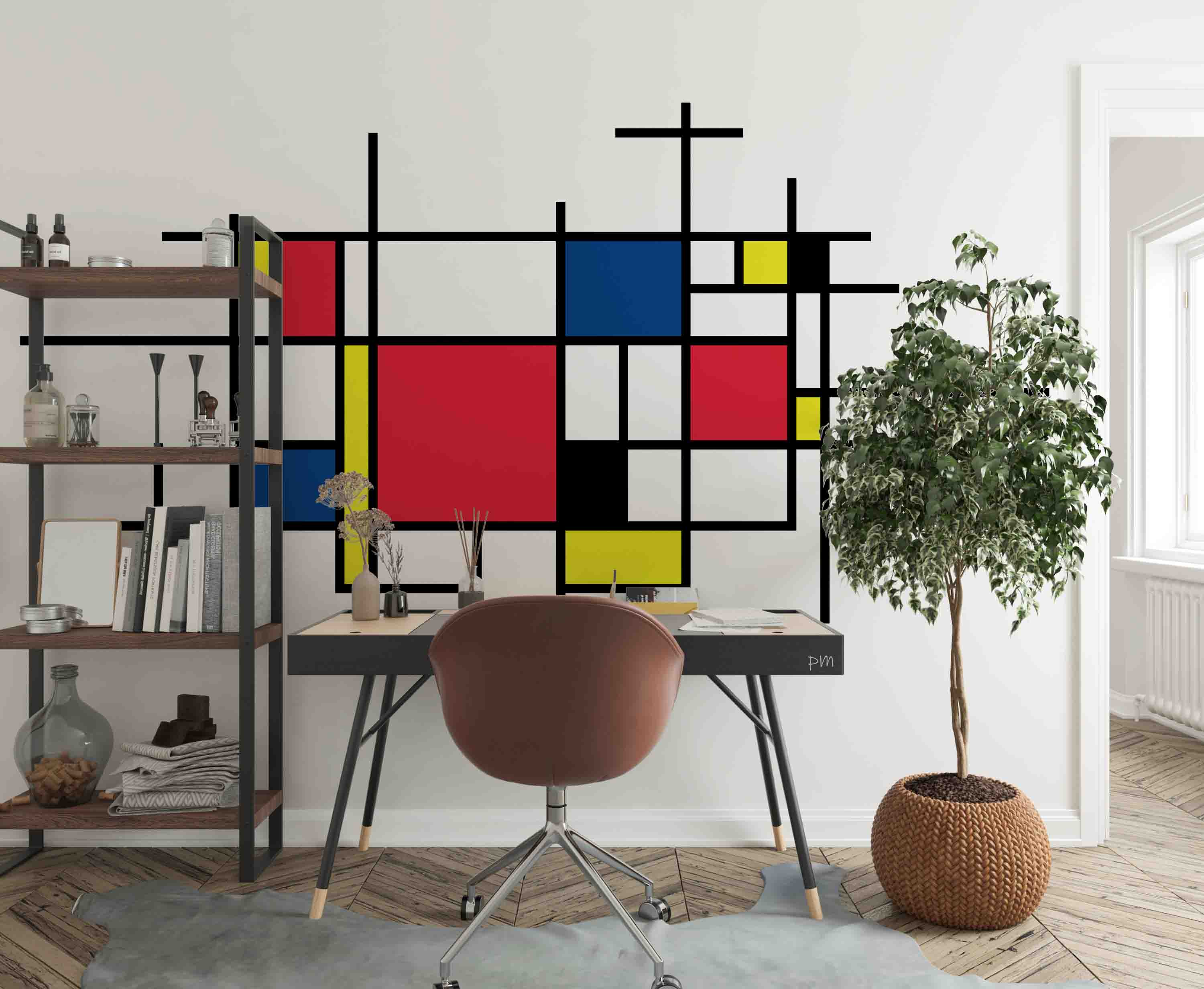 3D Modern Piet Mondrian Style Geometric Squares Wall Mural Wallpaper GD 1156- Jess Art Decoration