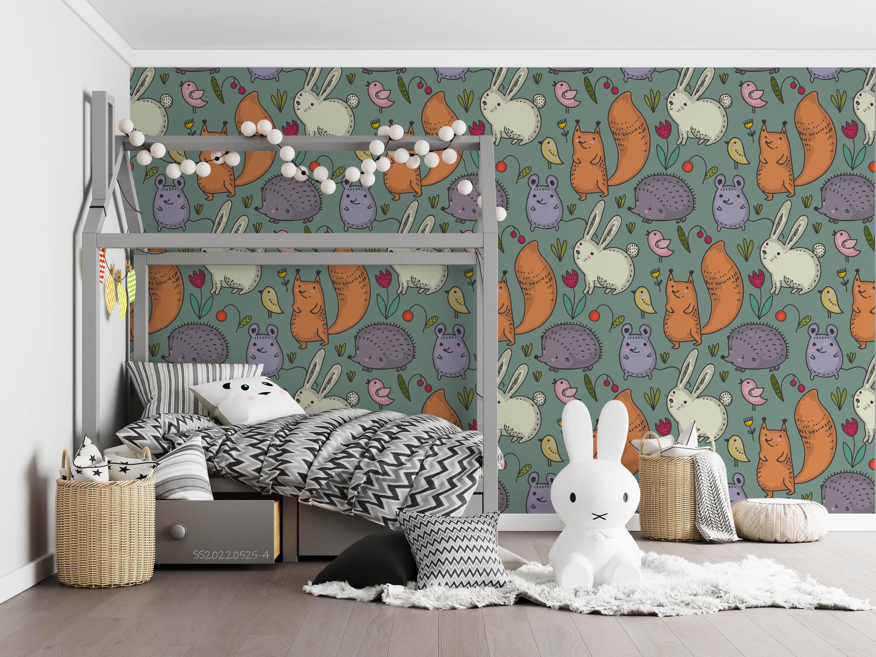 3D Cartoon Cute Small Animal Bird Floral Wall Mural Wallpaper GD 666- Jess Art Decoration