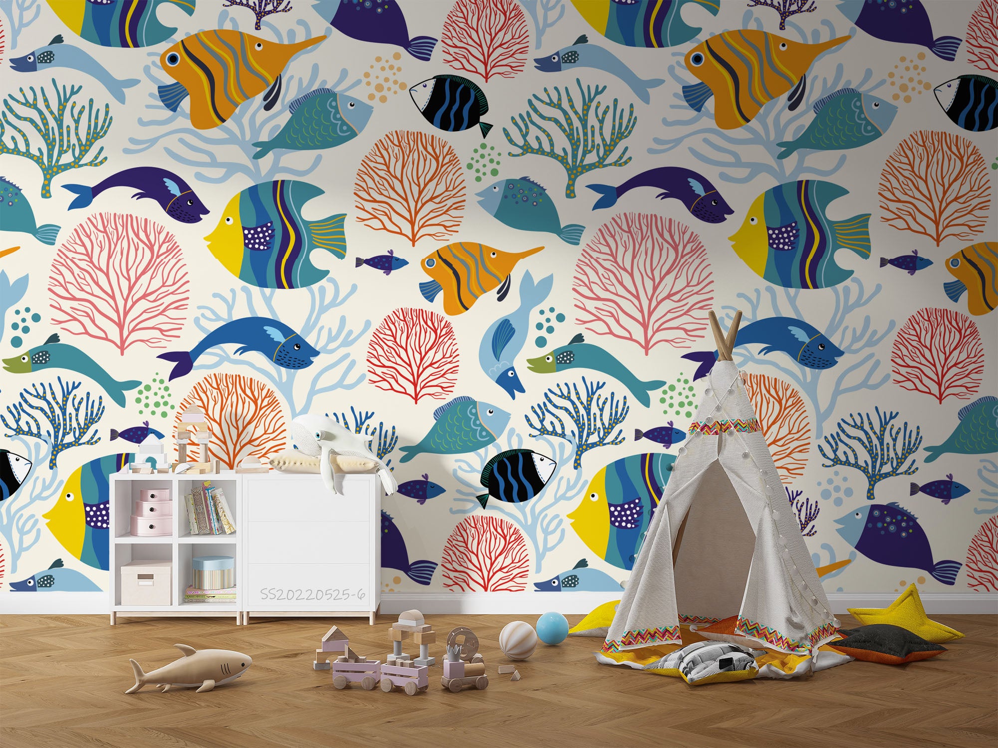 3D Cartoon Ocean Fish Coral Pattern Wall Mural Wallpaper GD 1199- Jess Art Decoration