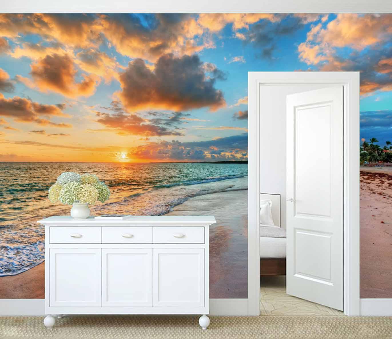 3D blue sky sea beach wall mural wallpaper 66- Jess Art Decoration