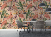3D Tropical Leaves Floral Flamingo Wall Mural Wallpaper GD 995- Jess Art Decoration