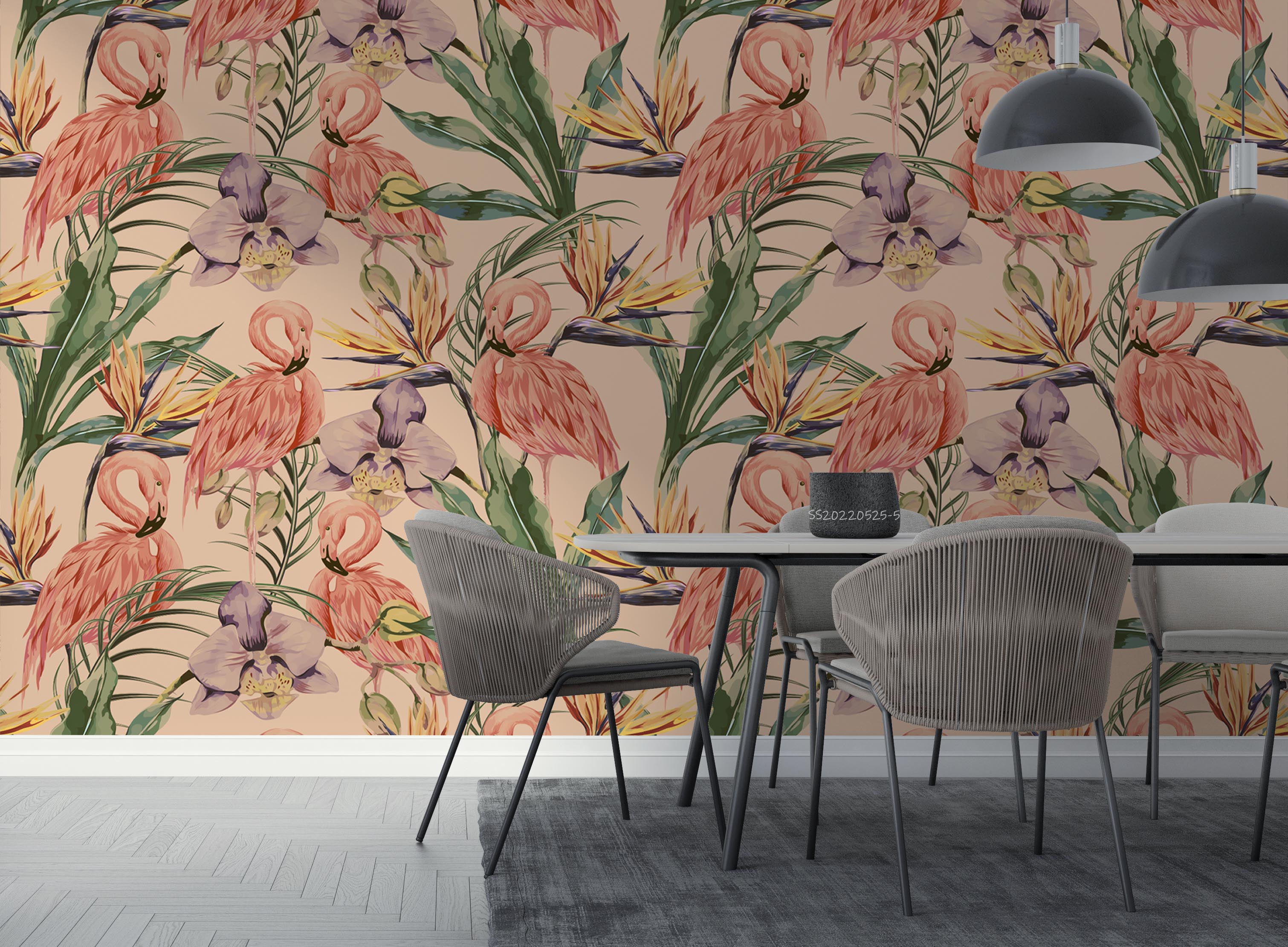 3D Tropical Leaves Floral Flamingo Wall Mural Wallpaper GD 995- Jess Art Decoration