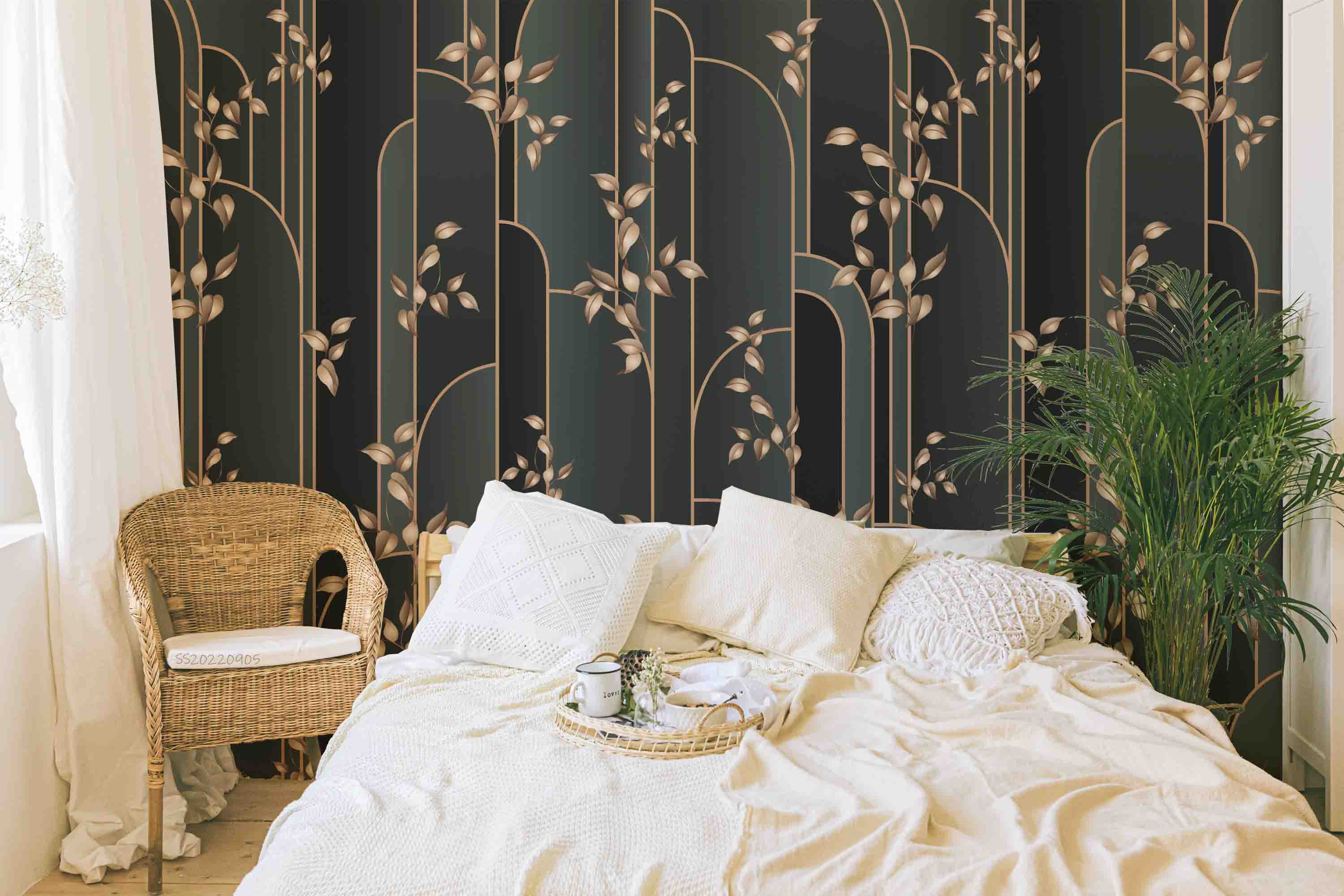 3D Modern Art Plaid Gold Leaf Wall Mural Wallpaper GD 2571- Jess Art Decoration