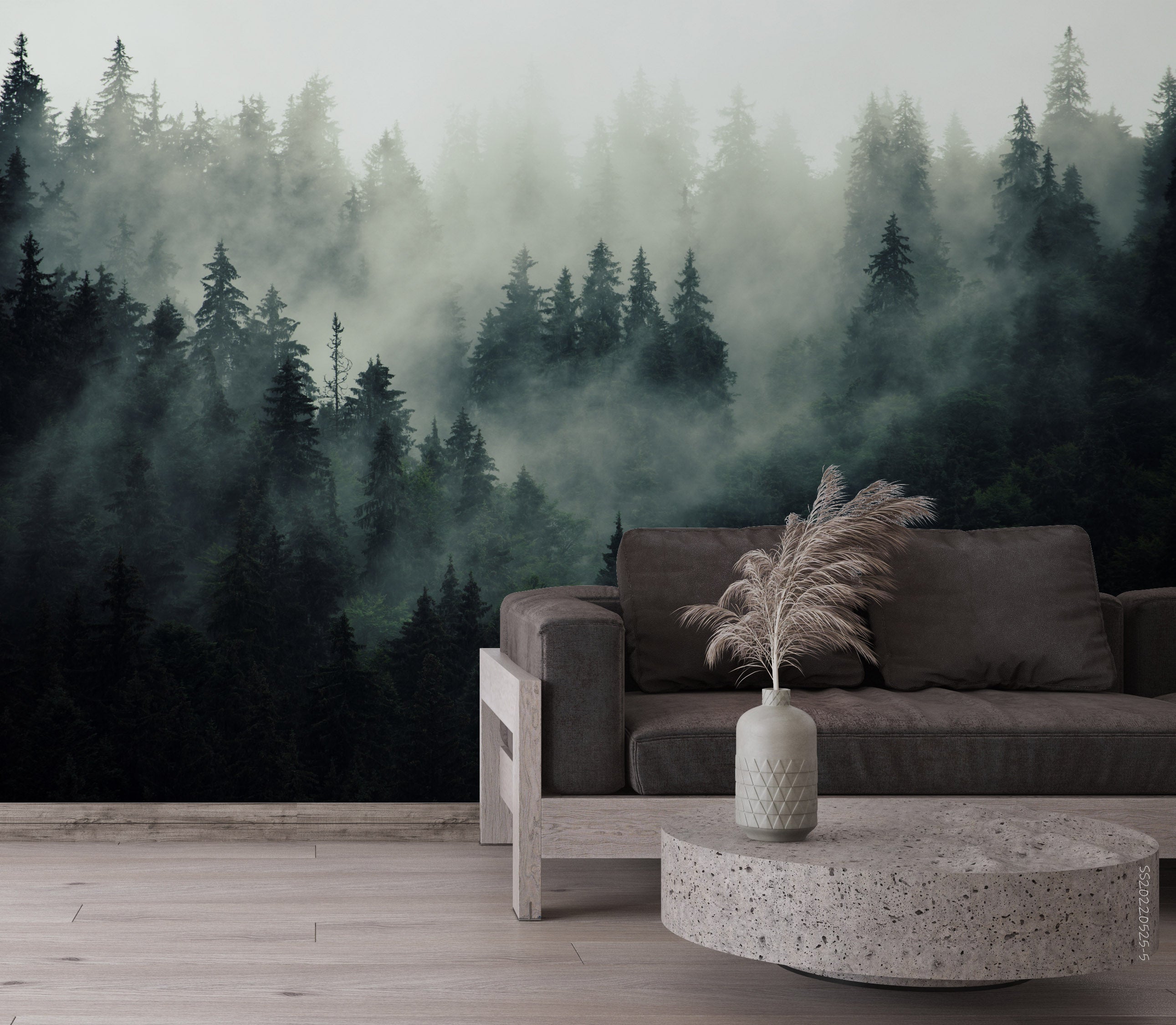 3D Dark Green Forest Trees Misty Scenery Wall Mural Wallpaper GD 949- Jess Art Decoration