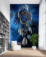 3D Watercolor Dreamcatcher Eagle Blue Wall Mural Wallpaper GD 2578- Jess Art Decoration