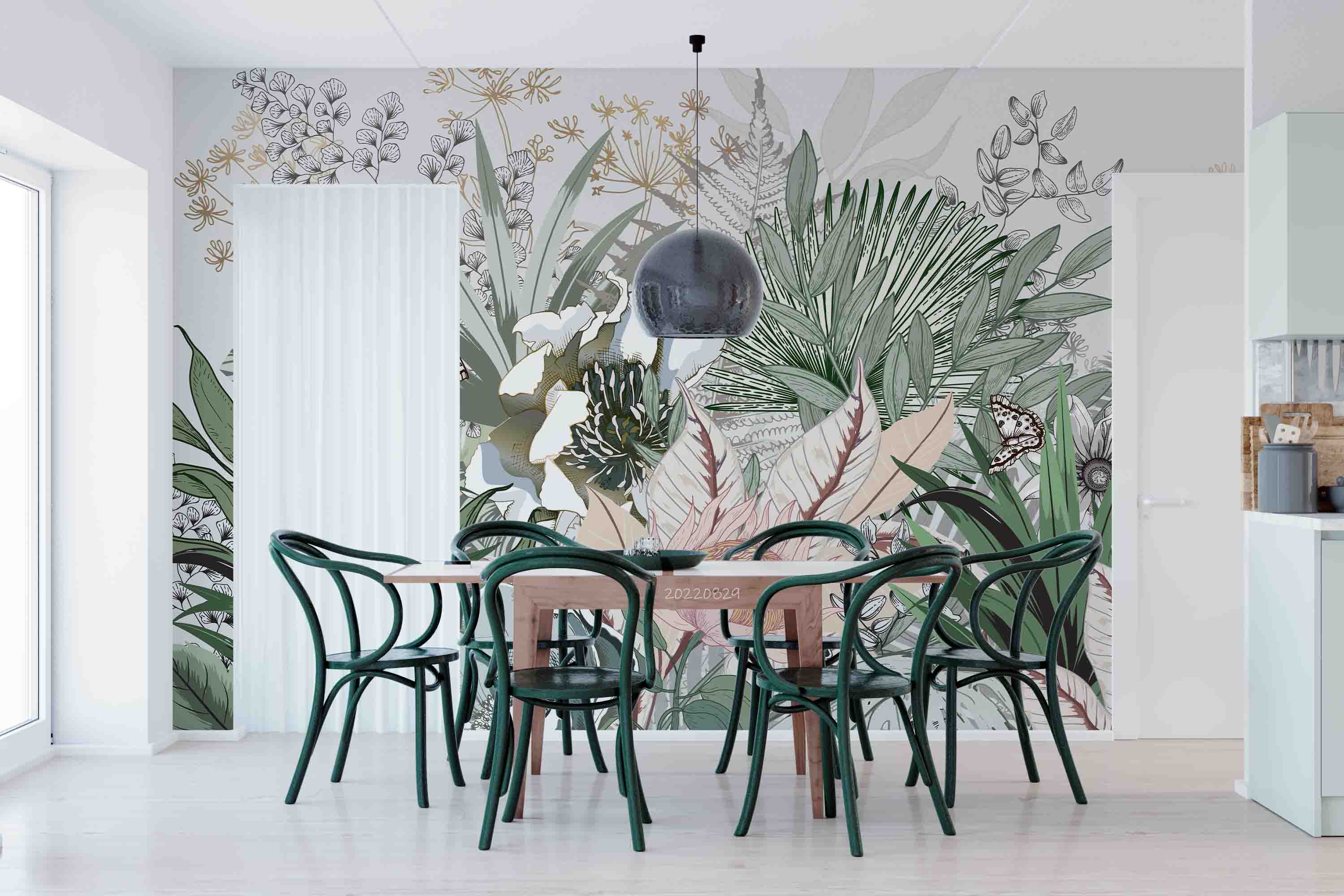 3D Tropical Plant Fresh Rainforest Palm Leaf Abstract Plant Wall Mural Wallpaper GD 2679- Jess Art Decoration