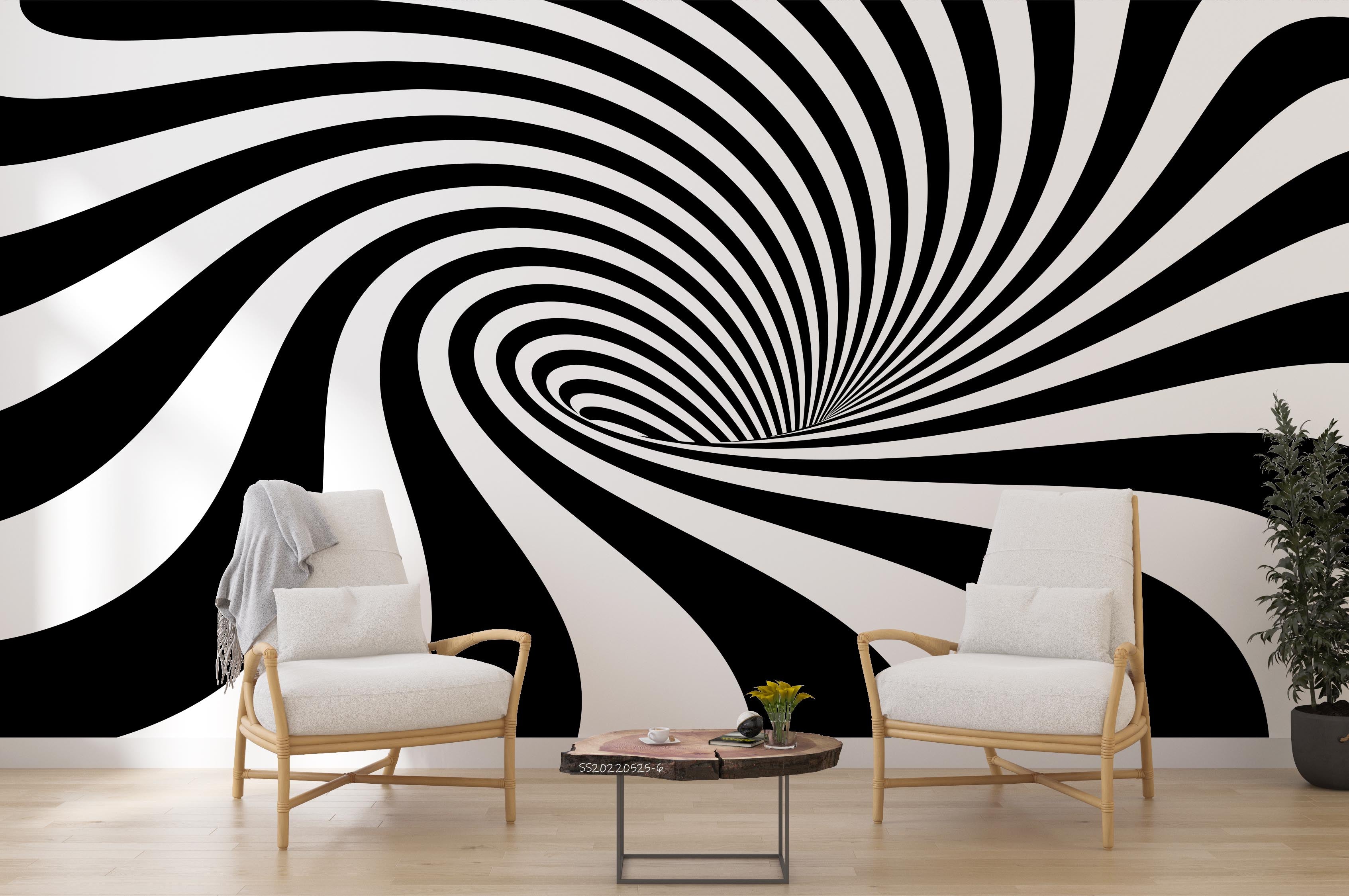 3D Abstract Black White Stripes Swirl Background Wall Mural Wallpaper GD 1204- Jess Art Decoration