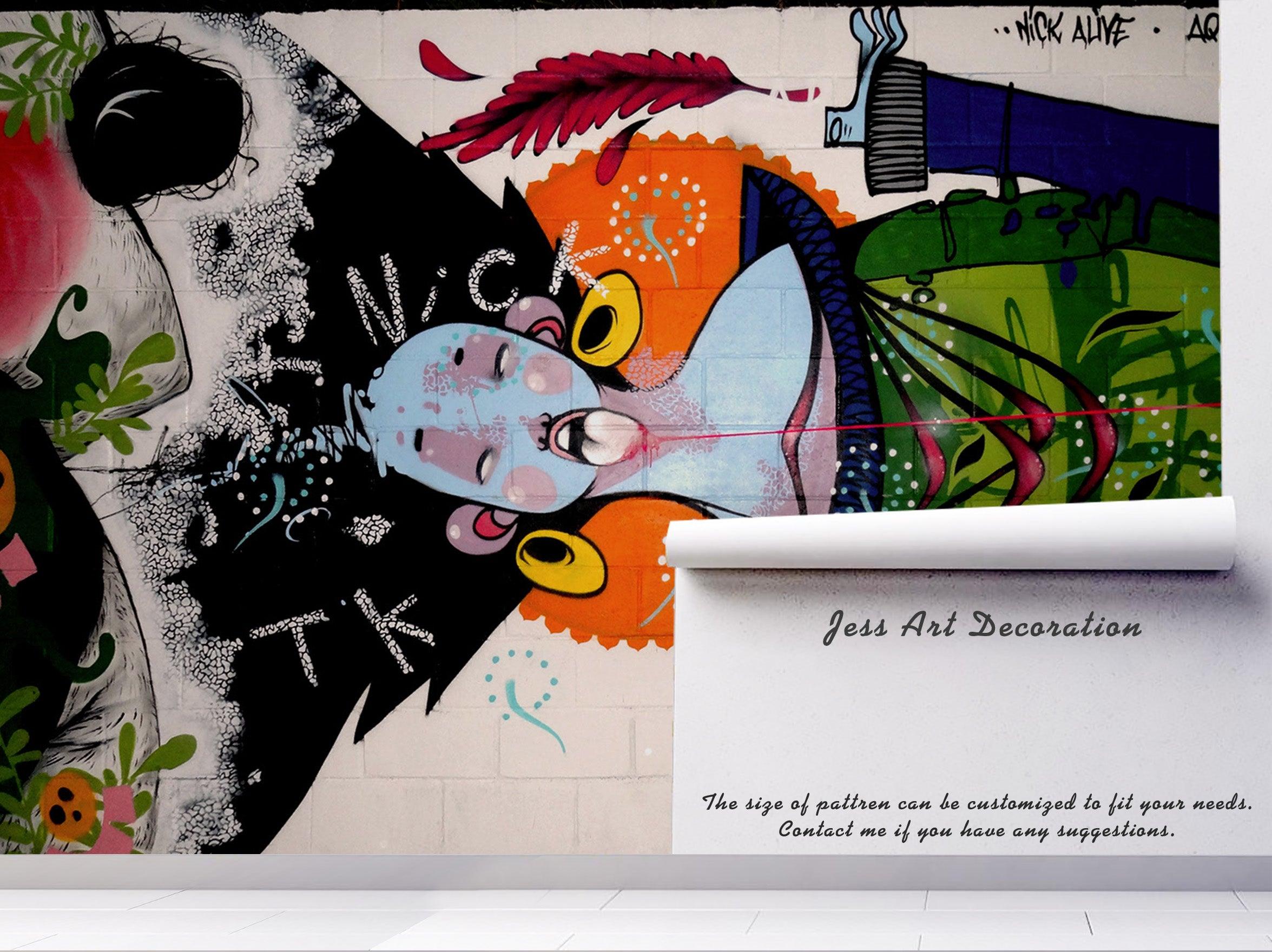 3D Abstract Girl Monster Graffiti Wall Mural Wallpaper 278- Jess Art Decoration