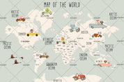 3D Cartoon Cars World Map Wall Mural Wallpaper 28- Jess Art Decoration
