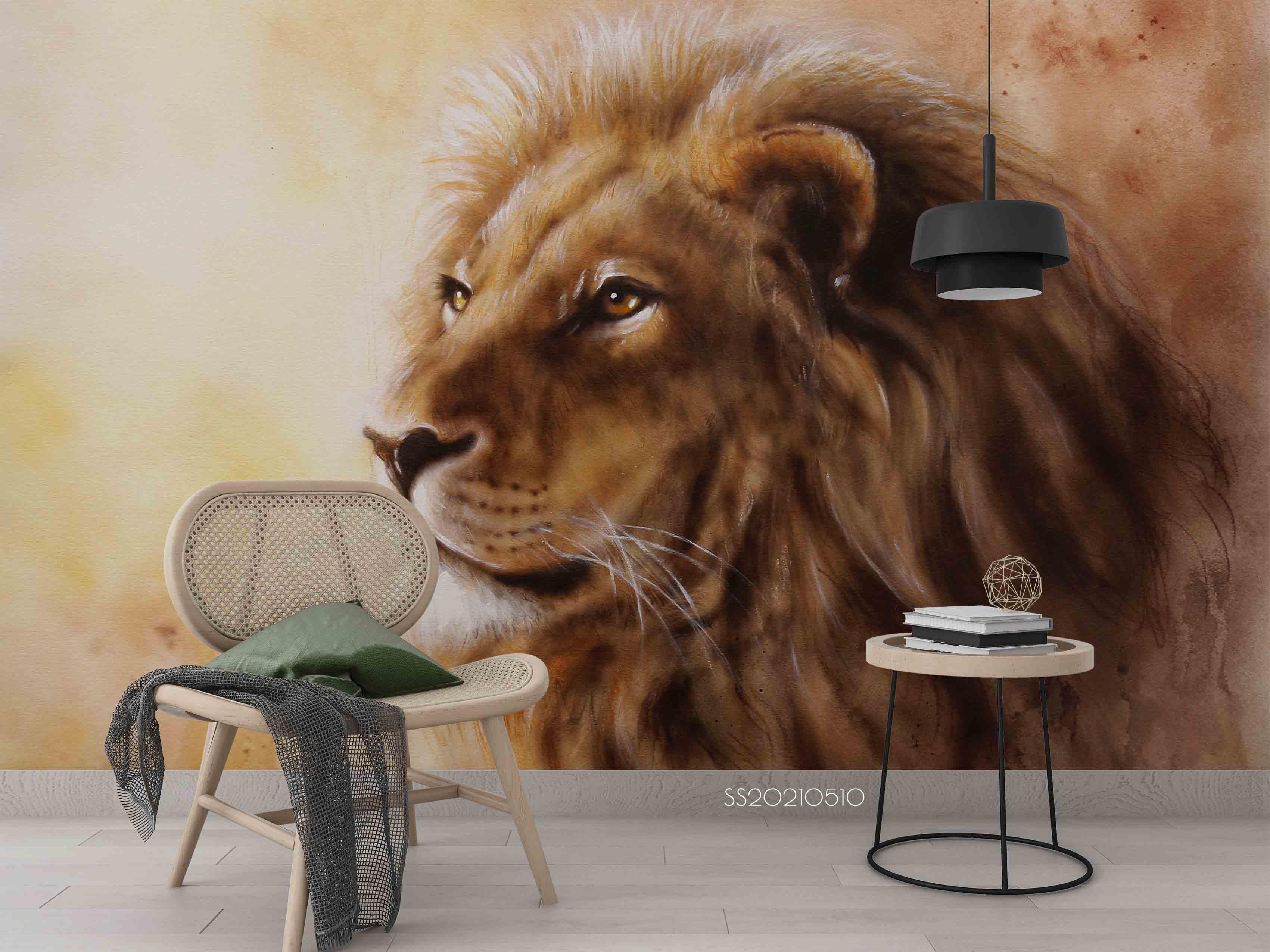 3D Animal Lion Wall Mural Wallpaper LQH 353- Jess Art Decoration