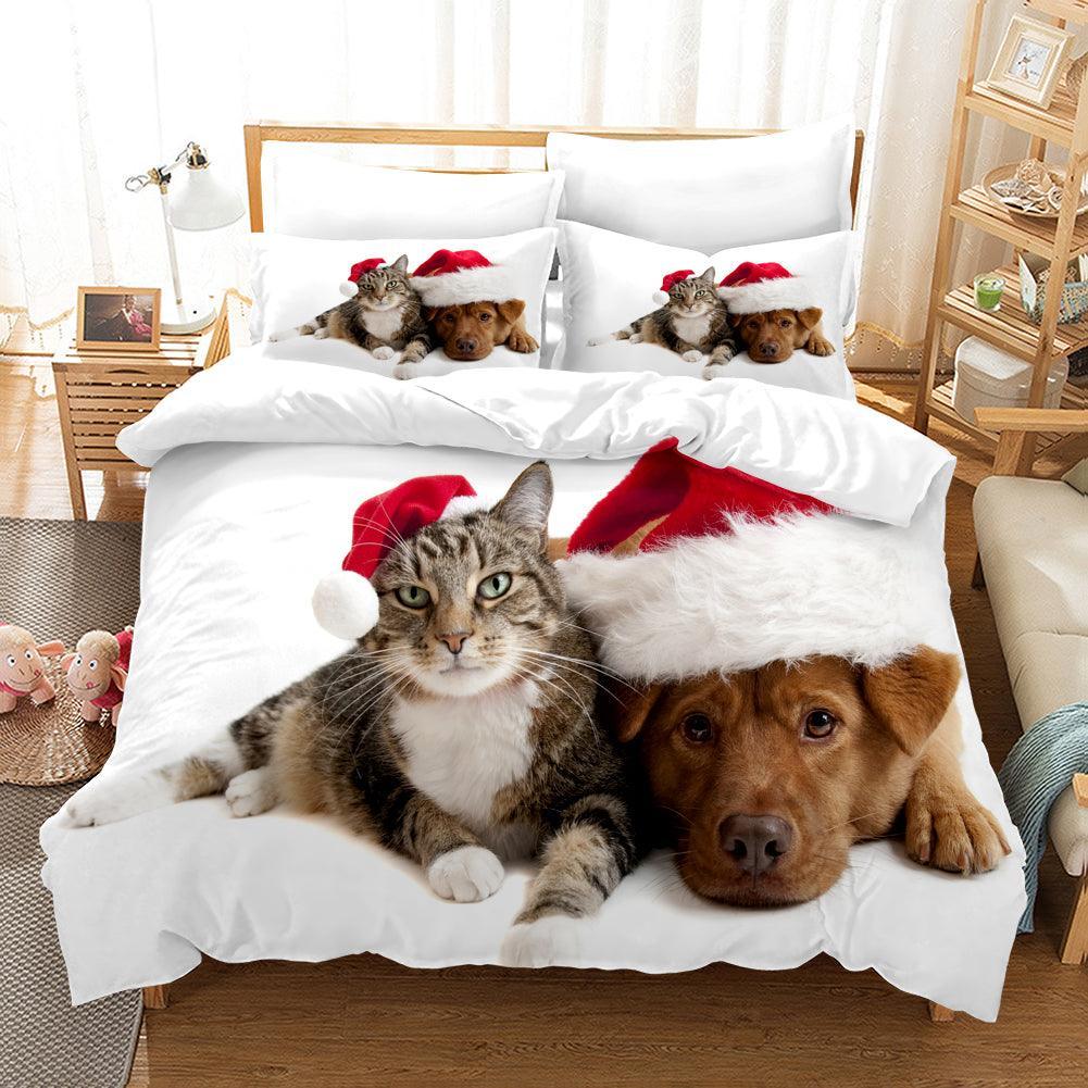 3D Animal Christmas Quilt Cover Set Bedding Set Duvet Cover Pillowcases WJ 1649- Jess Art Decoration