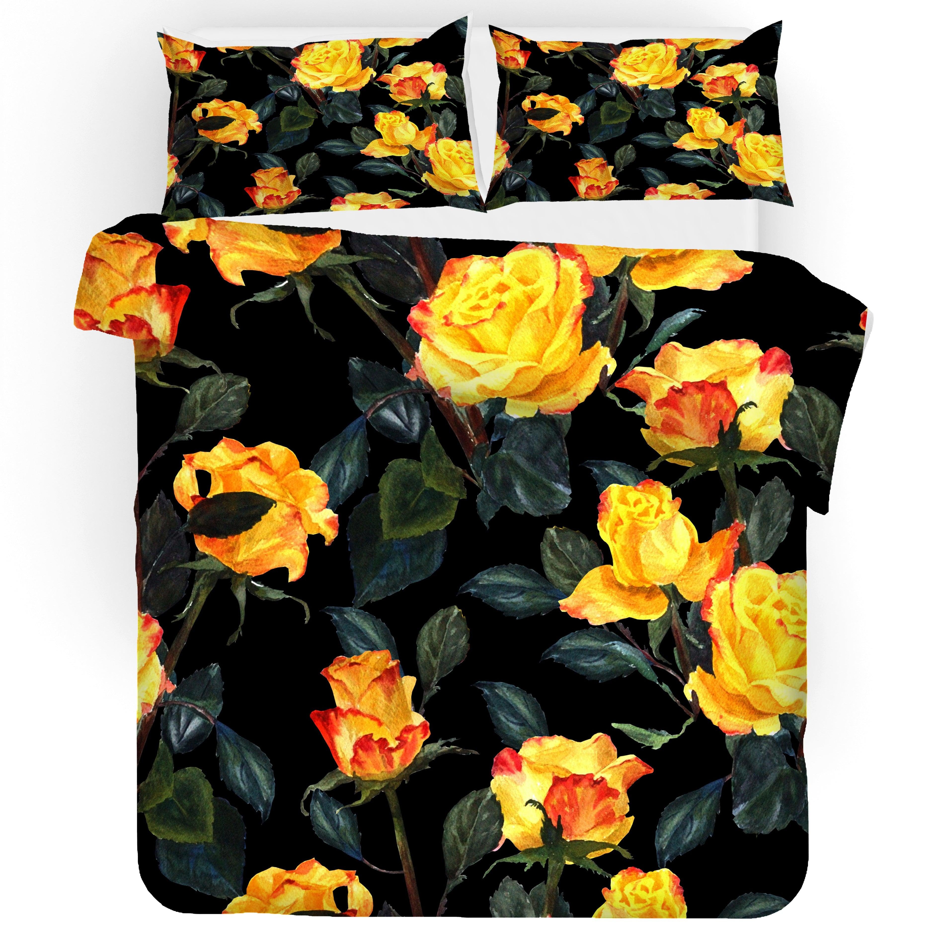 3D Yellow Rose Quilt Cover Set Bedding Set Pillowcases 60- Jess Art Decoration