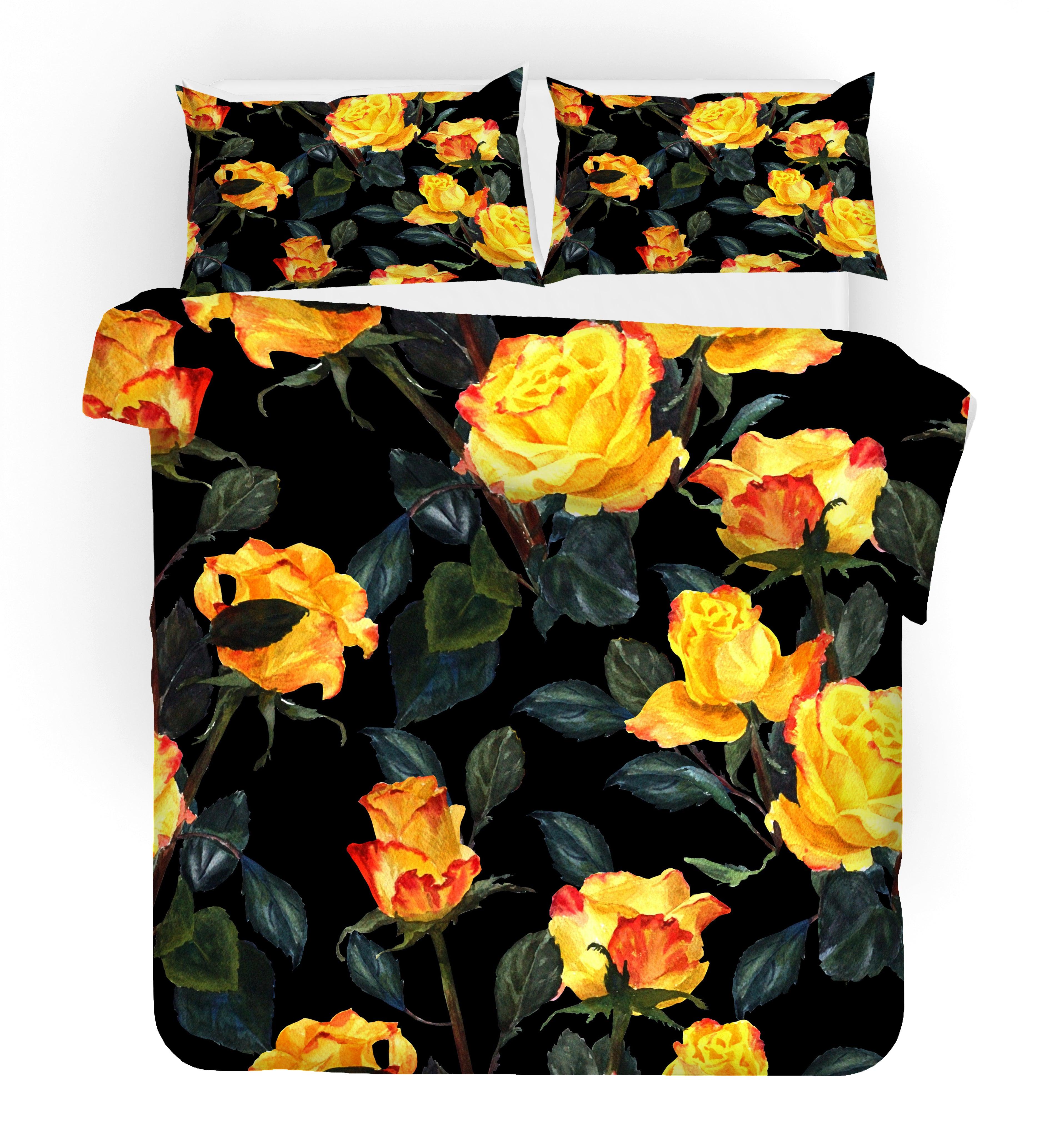 3D Yellow Rose Quilt Cover Set Bedding Set Pillowcases 60- Jess Art Decoration