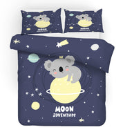 3D Cartoon Animal Koala Space Planet Quilt Cover Set Bedding Set Duvet Cover Pillowcases 3- Jess Art Decoration