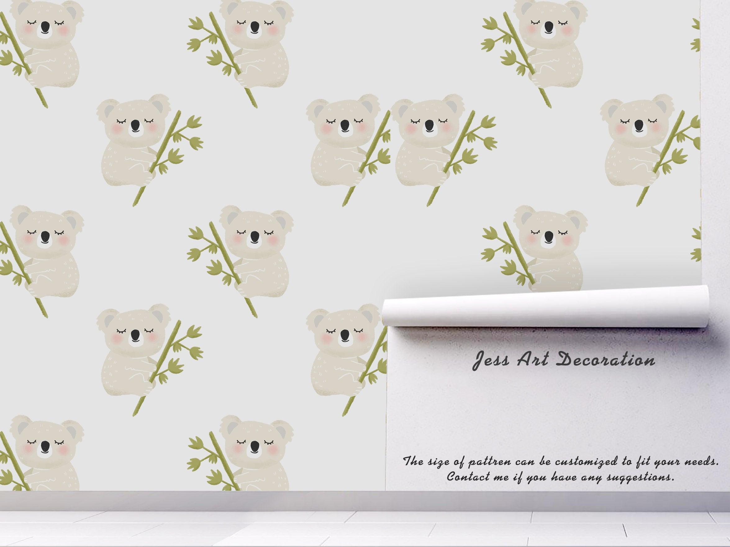 3D Cartoon Koala Bamboo Wall Mural Wallpaper A170 LQH- Jess Art Decoration