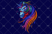 3D Dark Blue Background Colourful Unicorn Fierce Wall Mural Wallpaper ZY D17- Jess Art Decoration
