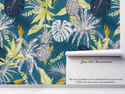 3D Blue Pineapple Palm Tree Leaves Wall Mural Wallpaper SF53- Jess Art Decoration