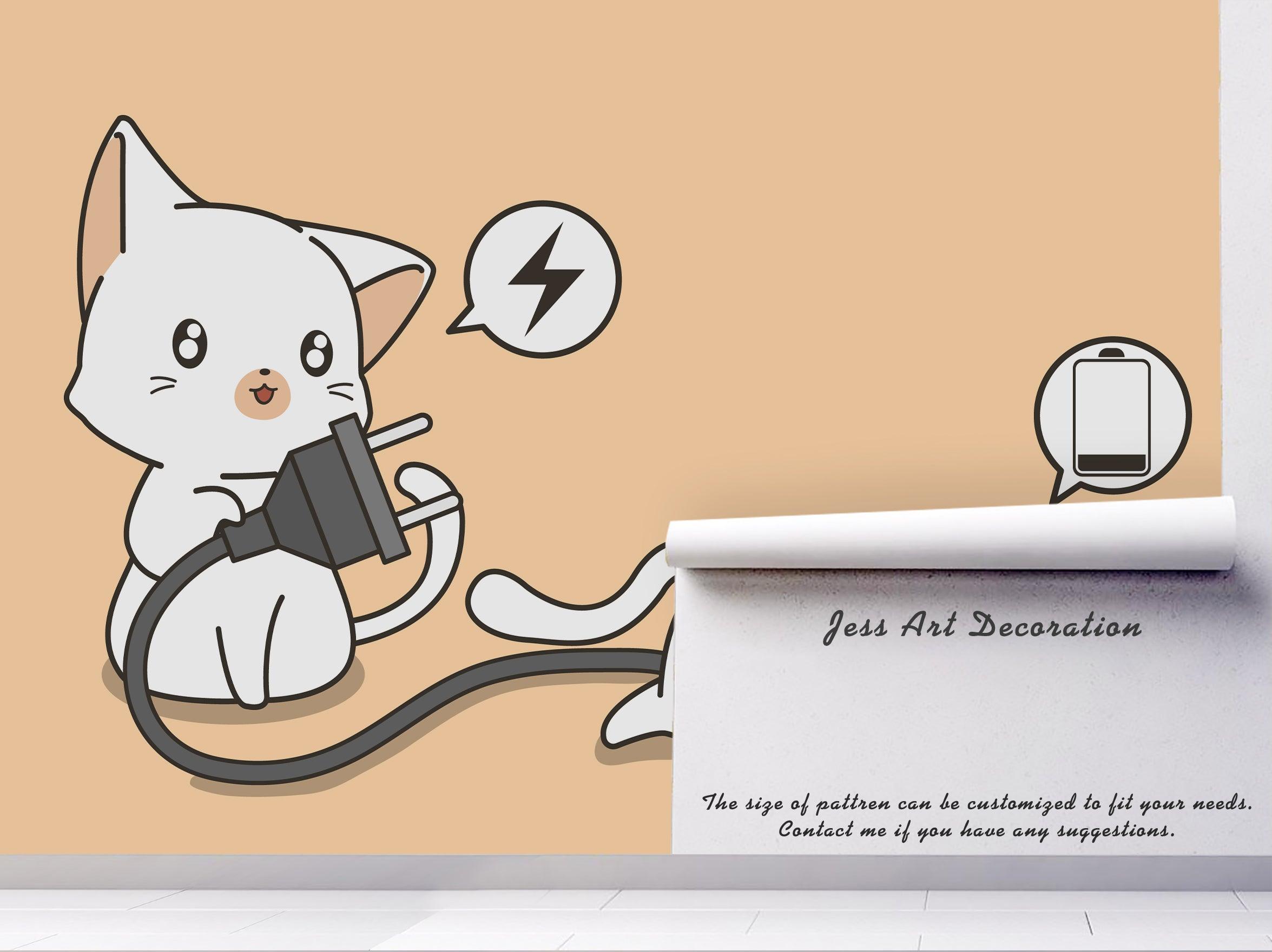 3D Cartoon White Cats Wall Mural Wallpaper 22- Jess Art Decoration