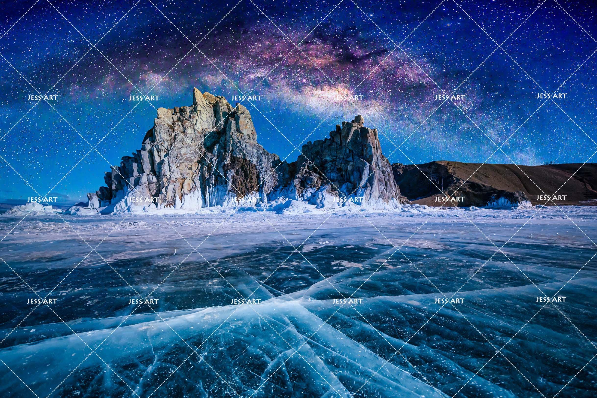 3D Starry Sky Rock Ice Lake Wall Mural Wallpaper 50 LQH- Jess Art Decoration
