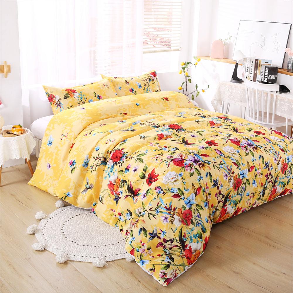 3D Hand Drawn Yellow Floral Quilt Cover Set Bedding Set Duvet Cover Pillowcases 517- Jess Art Decoration