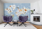 3D blue world map wall mural wallpaper 01- Jess Art Decoration