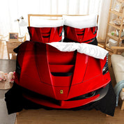 3D Red Sports Car Ferrari Quilt Cover Set Bedding Set Duvet Cover Pillowcases SF07- Jess Art Decoration
