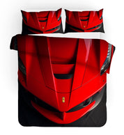 3D Red Sports Car Ferrari Quilt Cover Set Bedding Set Duvet Cover Pillowcases SF07- Jess Art Decoration