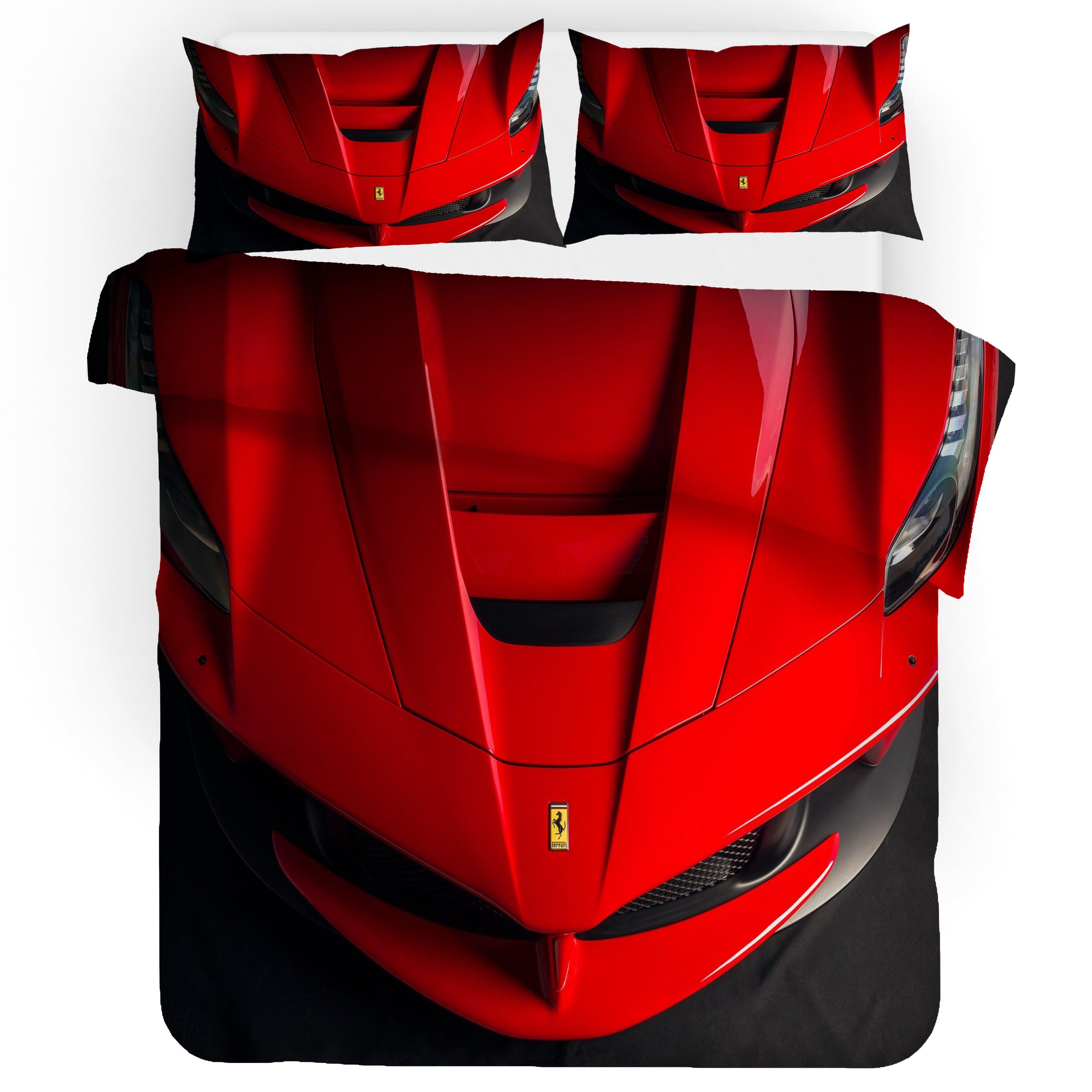 3D Red Sports Car Ferrari Quilt Cover Set Bedding Set Duvet Cover