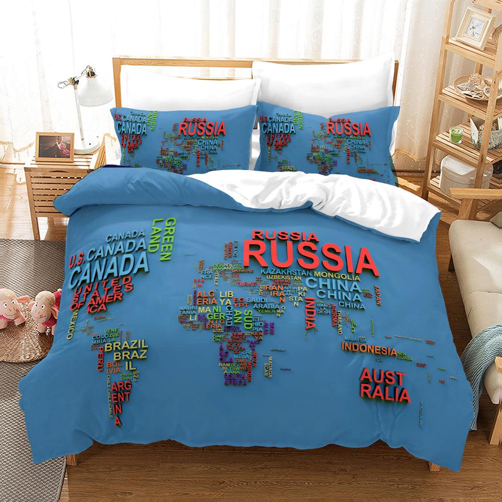 3D Blue Earth World Map Quilt Cover Set Bedding Set Pillowcases 42- Jess Art Decoration