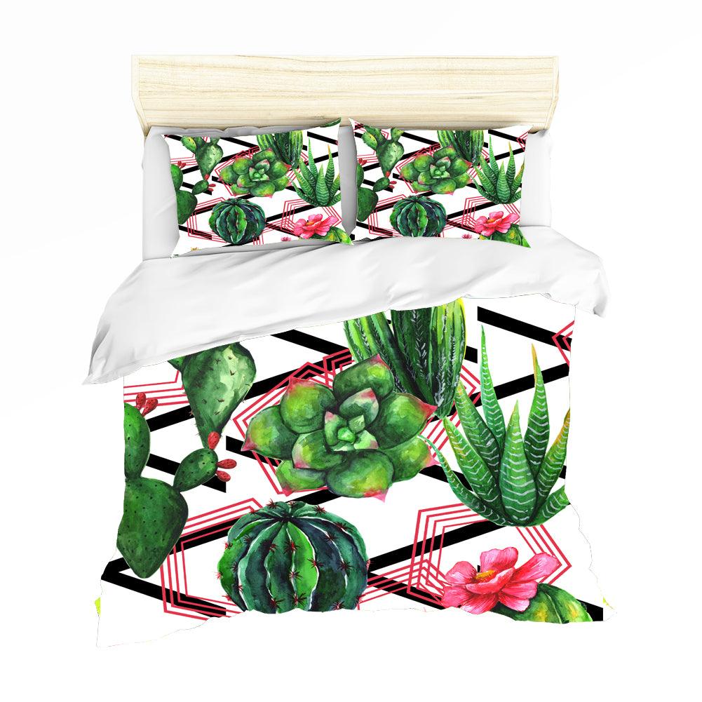 3D Watercolor Green Succulents Quilt Cover Set Bedding Set Pillowcases 95- Jess Art Decoration