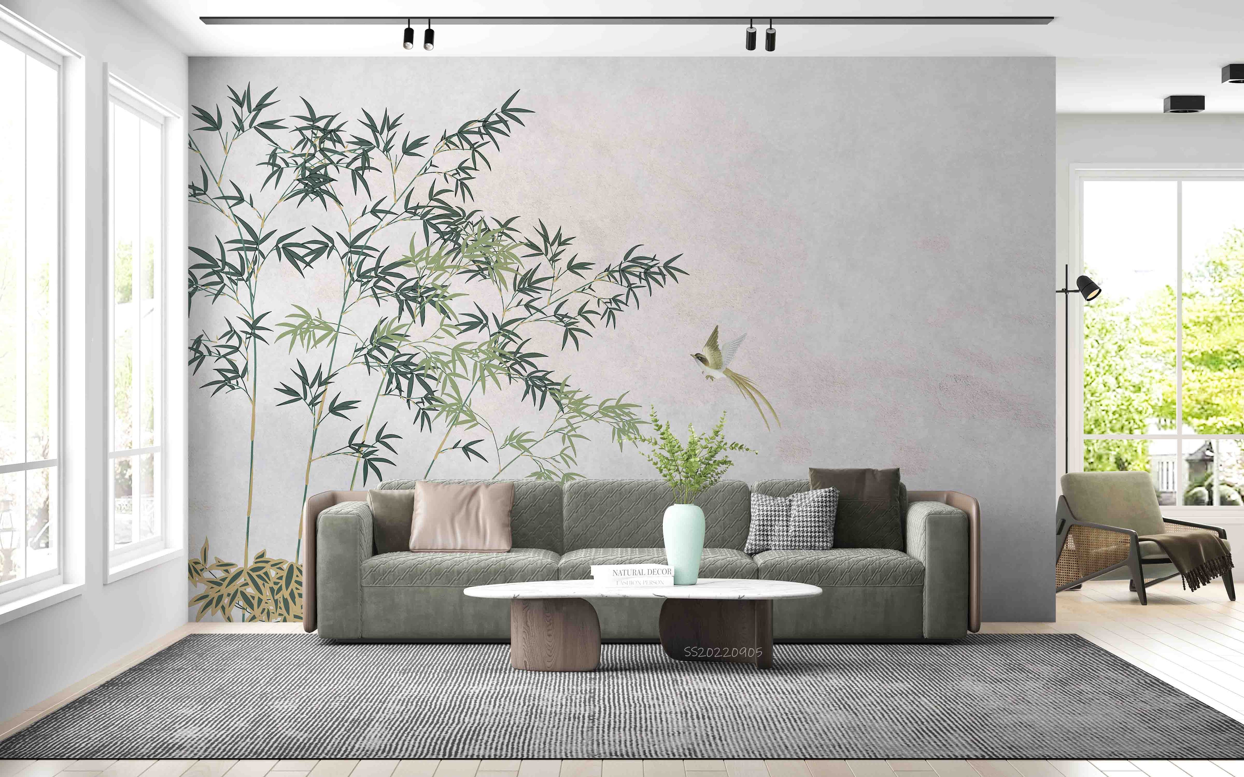 3D Chinese Bamboo Magpie Wall Mural Wallpaper GD 2562- Jess Art Decoration