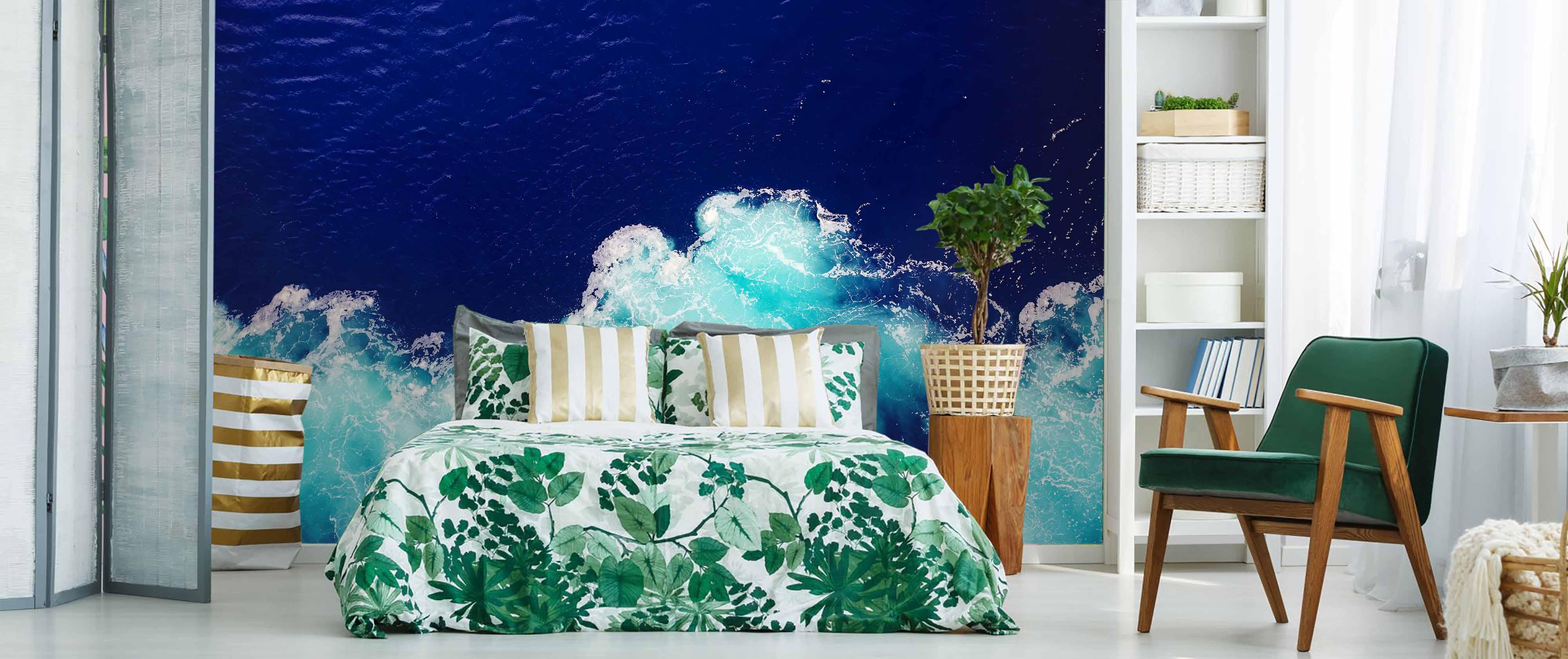 3D Black Background Blue Wave Wall Mural Wallpaper  21- Jess Art Decoration