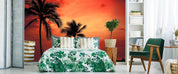 3D Tropical Plants Red Sky Wall Mural Wallpaper  68- Jess Art Decoration