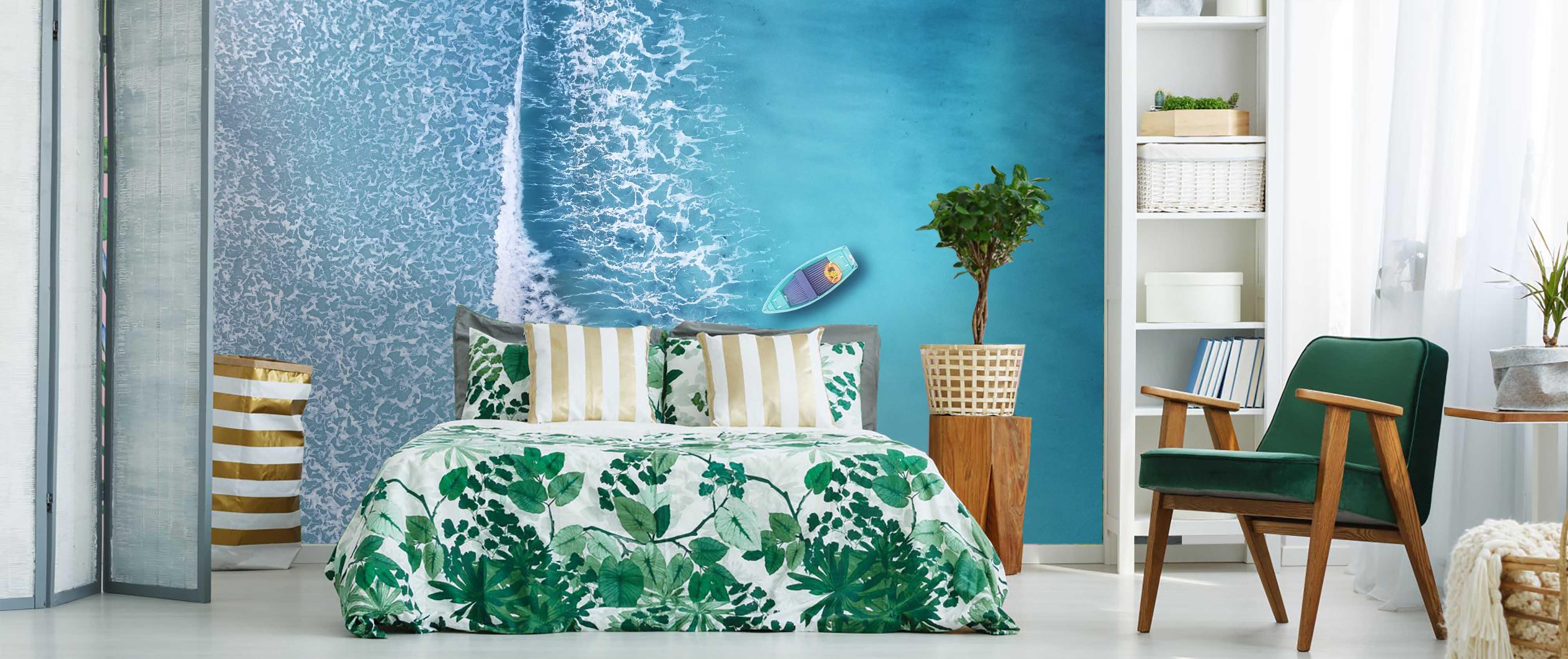3D Overlooking Deep Blue Sea Boat Wall Mural Wallpaper 70- Jess Art Decoration