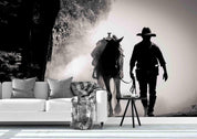 3D Cowboy Forest Road retro cowboy forest road scene wall mural wallpaper for bedroom - view 3