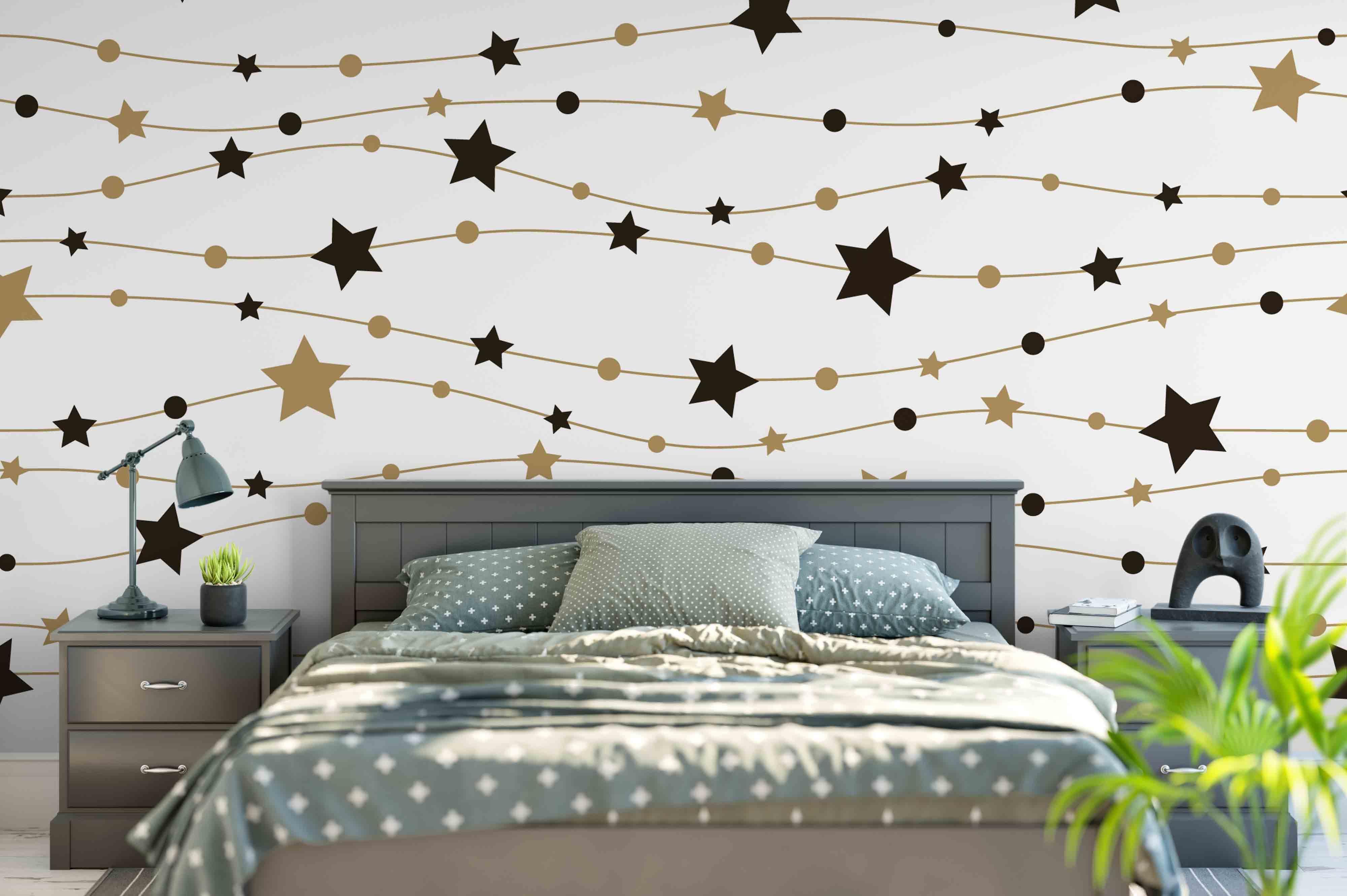 3D Black White  Star Line Wall Mural Wallpaper 19- Jess Art Decoration